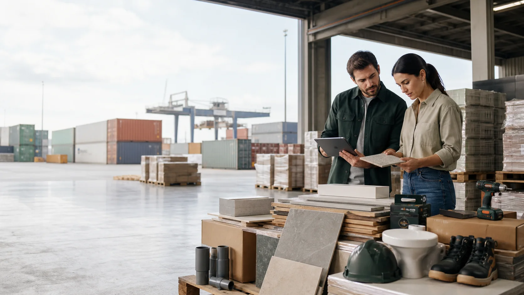 Profissional avaliando opções de compra de materiais